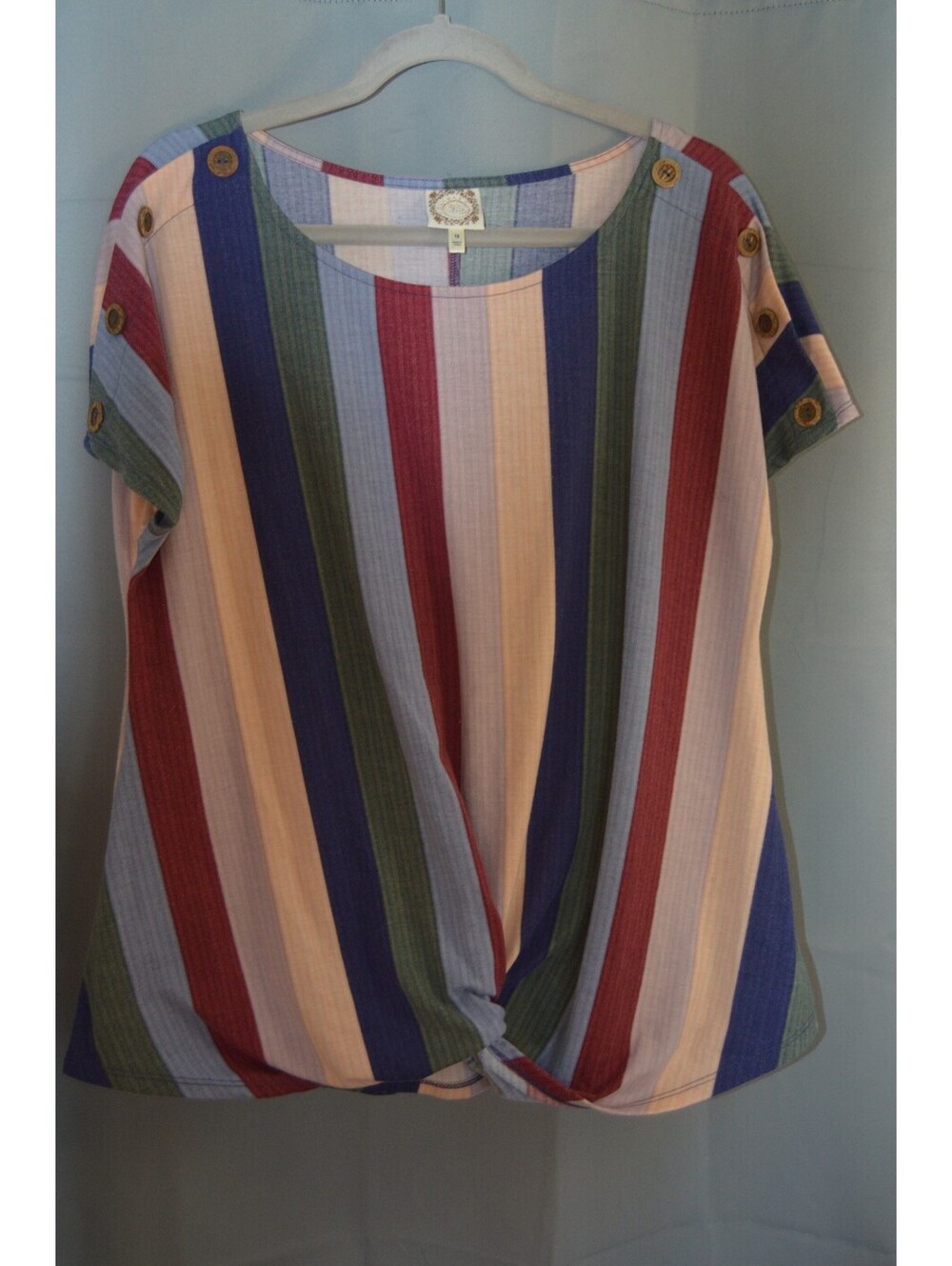 Multicolor striped twist front blouse size 1X